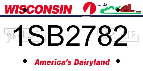 1SB2782 Wisconsin License Plate