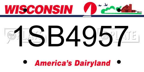 1SB4957 Wisconsin License Plate