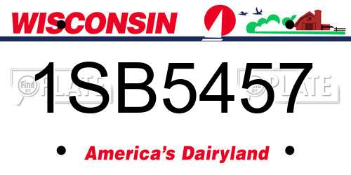 1SB5457 Wisconsin License Plate