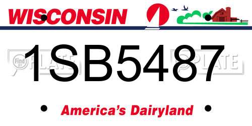 1SB5487 Wisconsin License Plate