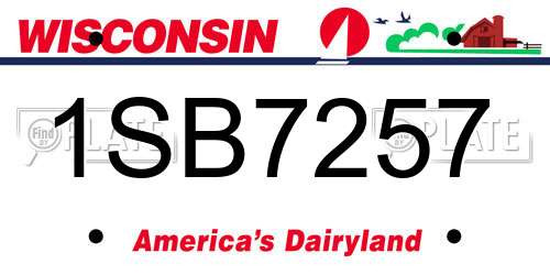 1SB7257 Wisconsin License Plate