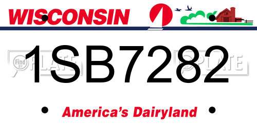 1SB7282 Wisconsin License Plate