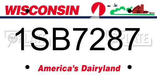 1SB7287 Wisconsin License Plate
