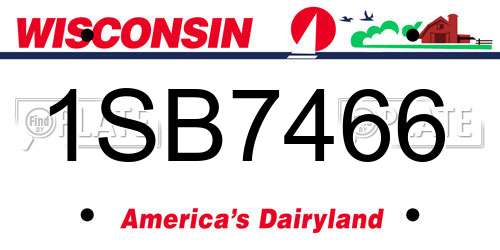 1SB7466 Wisconsin License Plate