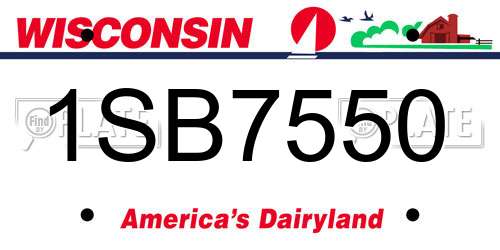 1SB7550 Wisconsin License Plate