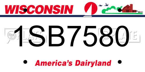 1SB7580 Wisconsin License Plate