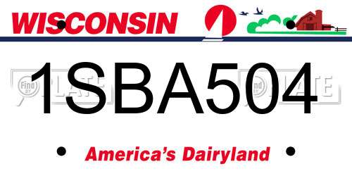 1SBA504 Wisconsin License Plate