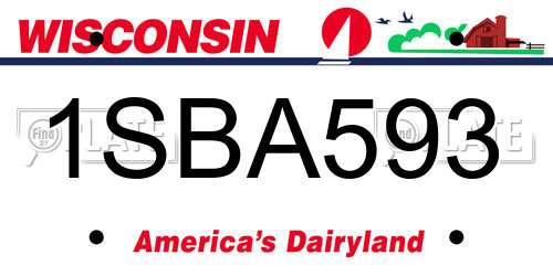 1SBA593 Wisconsin License Plate