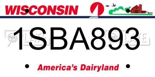 1SBA893 Wisconsin License Plate