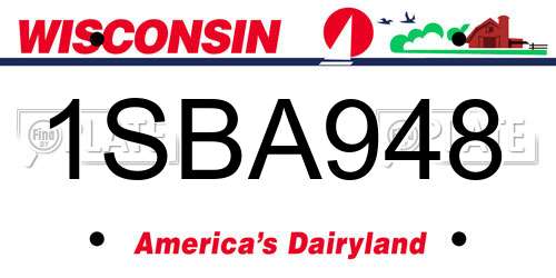 1SBA948 Wisconsin License Plate