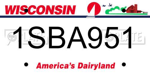 1SBA951 Wisconsin License Plate