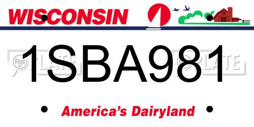 1SBA981 Wisconsin License Plate
