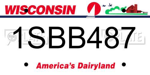 1SBB487 Wisconsin License Plate