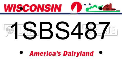 1SBS487 Wisconsin License Plate