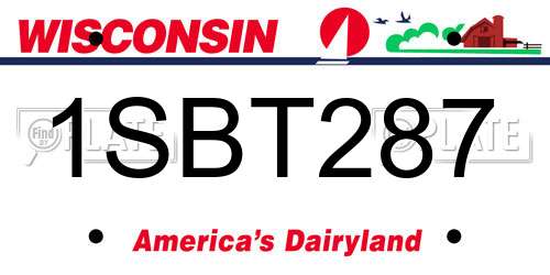 1SBT287 Wisconsin License Plate