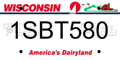 1SBT580 Wisconsin License Plate