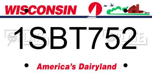 1SBT752 Wisconsin License Plate