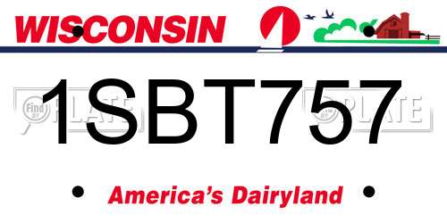 1SBT757 Wisconsin License Plate
