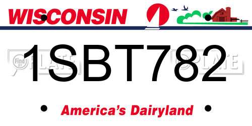 1SBT782 Wisconsin License Plate