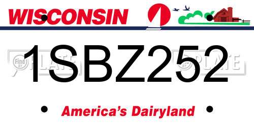 1SBZ252 Wisconsin License Plate