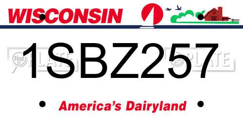 1SBZ257 Wisconsin License Plate