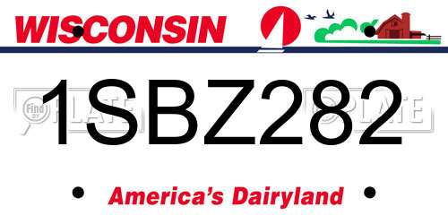 1SBZ282 Wisconsin License Plate