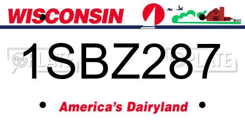 1SBZ287 Wisconsin License Plate