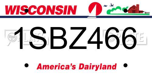 1SBZ466 Wisconsin License Plate