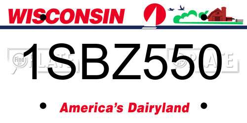 1SBZ550 Wisconsin License Plate