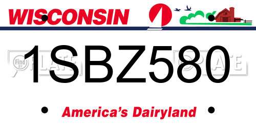 1SBZ580 Wisconsin License Plate
