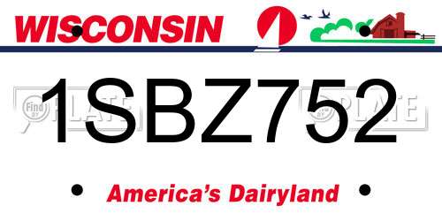 1SBZ752 Wisconsin License Plate