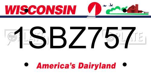 1SBZ757 Wisconsin License Plate