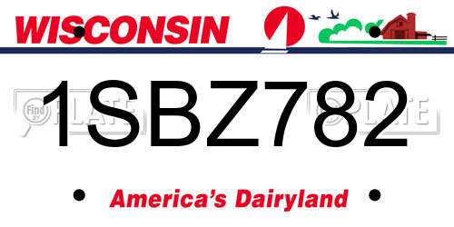 1SBZ782 Wisconsin License Plate