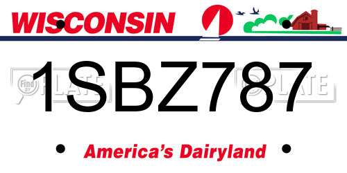 1SBZ787 Wisconsin License Plate