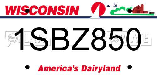 1SBZ850 Wisconsin License Plate