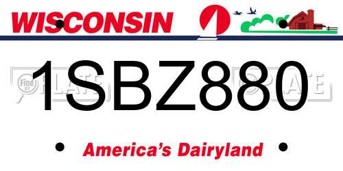 1SBZ880 Wisconsin License Plate