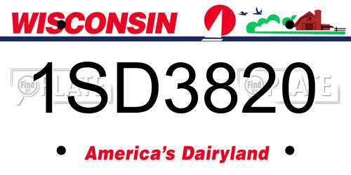 1SD3820 Wisconsin License Plate