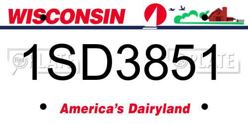 1SD3851 Wisconsin License Plate