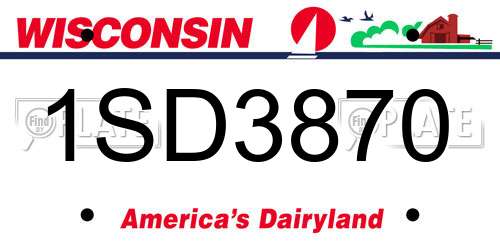 1SD3870 Wisconsin License Plate