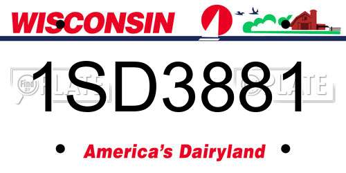 1SD3881 Wisconsin License Plate