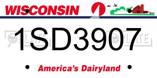 1SD3907 Wisconsin License Plate