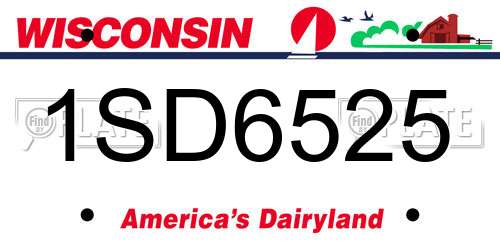 1SD6525 Wisconsin License Plate