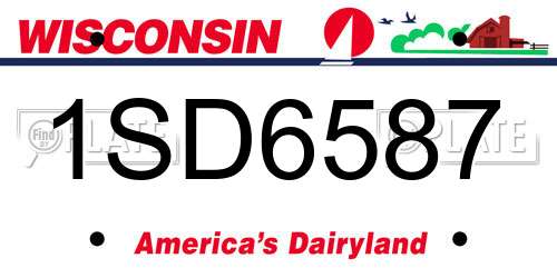 1SD6587 Wisconsin License Plate