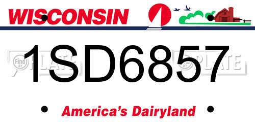 1SD6857 Wisconsin License Plate