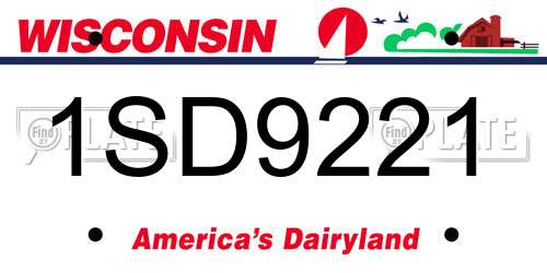 1SD9221 Wisconsin License Plate