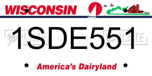 1SDE551 Wisconsin License Plate