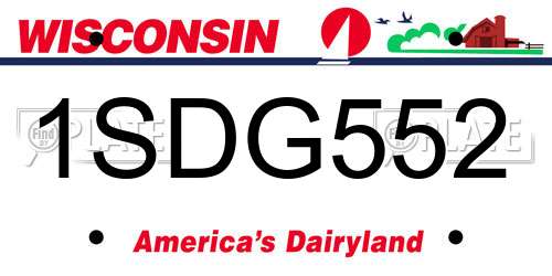 1SDG552 Wisconsin License Plate