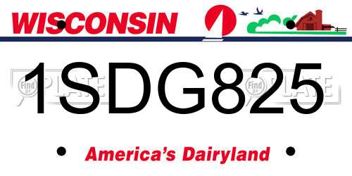 1SDG825 Wisconsin License Plate