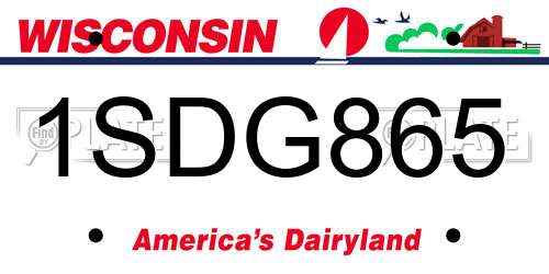 1SDG865 Wisconsin License Plate