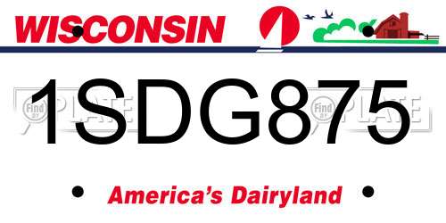 1SDG875 Wisconsin License Plate